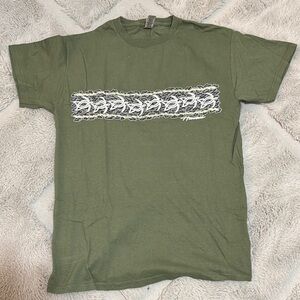 Gildan Olive Green Short Sleeve Tee with Skull Graphic